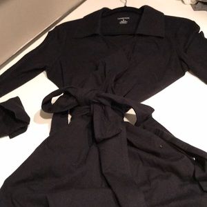 Lands end black wrap dress